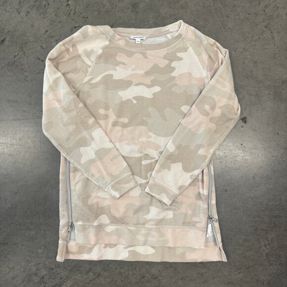 Stella & Dot Camo Zip Longsleeve Comfort Essential Neutral Beige Pullover XS - Picture 1 of 5